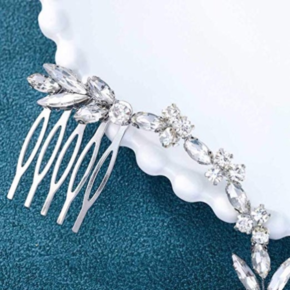 Rhinestone Wedding Bridal Hair Comb Silver - Picture 5 of 6